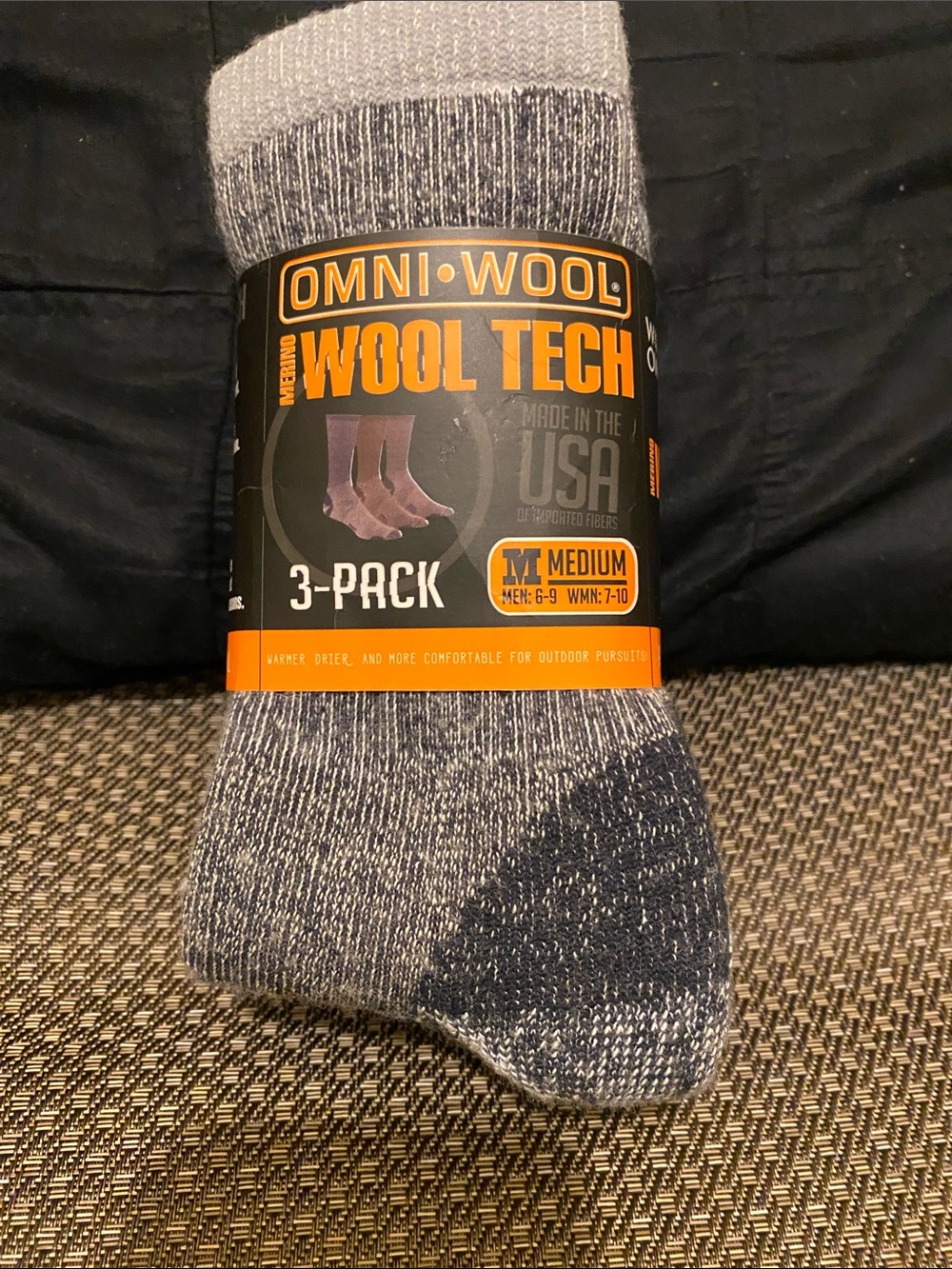 Omni-Wool Wool Tech Men's Crew Socks 3-Pack - Gray Heather (Medium) (C1)